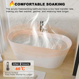 55" Acrylic Freestanding Bathtub, Stand Alone Soaking Tub, Glossy White Acrylic, Toe-tap Chrome W1675P291373