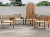 OUTDOOR DINING CHAIR -Acacia Wood & Wicker with Cream Cushion Patio Furniture-Teak finish & wicke N770P272397G