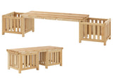 2-in-1 Wooden Garden Bench with 2 Planter Boxes, Fir Wood Outdoor Patio Seat for Yard & Lawn 76951192