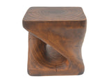 MGO Twist Shape Side Table, Wood-like texture, 	antique brown Color N770P212233A