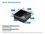 Stainless Steel Kitchen Sink, 18x18 Single Bowl, Undermount HandmadeSink in Black, with US 33514465
