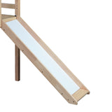 Twin Low Loft Bed with Slide, Ladder, Safety Guardrails, Rubber Wood Twin Loft Bed,White Oak W504P218527