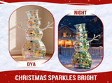 4FT Lighted Iridescent Snowman Christmas Decorations, Pre-lit Holiday Decor with 100 Warm White LED 15924623