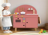 Pink Wooden Kids Play Kitchen with Interactive Stove & Sink, ASTM/CPSIA Compliant Pretend Cooking 21074540