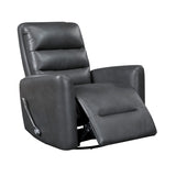 Glider Reclining Chair Swivel Motion Gray Breathable Faux Leather Upholstery Luxury Living Room B011P287701