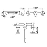 ZNTS Wall Mounted Round Faucet 2-handle Bathroom Faucet with Brushed gold W997125297