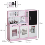 Qaba Play Kitchen, Kids Kitchen Playset Pretend Play Toy Kitchen with Play Phone, Chalkboard, Towel 35279382