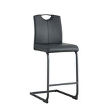 Black PU Chair Barstool Dining Counter Height Chair Set of 2 W24154186