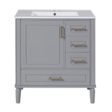 30" Bathroom Vanity with Ceramic Sink, Soft-Close Door with Built-in Shelf, Deep Standard N729P184479E