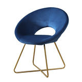 Slatina Blue Silky Velvet Upholstered Accent Chair with Gold Tone Finished Base T2574P164519