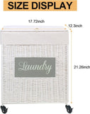 ZNTS Laundry Hamper with Lid Laundry Basket with Handles Liner Bag Paper Woven Hampers for Laundry 00900287