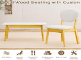 Rubberwood Dining Table Set, 1 Rectangular Table 4 Upholstered Chairs 1 Bench, Natural Wood 25118612