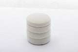 006-Soft Velvet Round Ottoman Footrest Stool,Ivory W527121859