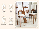 2 walnut colored solid wood dining chairs, with white PU soft packaging on the backrest and seat W1512P508904