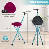 Folding Seat Cane 5-Level Height Adjust, LED Light, Anti-Slip Pads, Aluminum Alloy, Bonus 41483746
