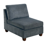 ZNTS 1pc ARMLESS CHAIR ONLY Grey Chenille Fabric Modular Armless Chair Cushion Seat Living Room Furniture B011106631