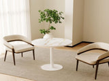 Round Modern Dinning Table 31.5 inches Bistro Table Tulip Table with Faux Marble top,Easy W3316P457298