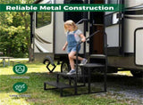 Heavy Duty 3-Step RV Step Stool with Adjustable Handrail 660LBS Capacity Metal Stairs 85763373