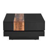 ON-TREND 31.4'' x 31.4'' Square Coffee Table with Sliding Tabletop, High Gloss Center Table with N721P180696B