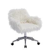 HengMing Modern Faux fur home office chair, fluffy chair for girls, makeup vanity Chair W21234444