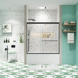 Bathtub Bypass shower door, sliding door, with 1/4" tempered glass and Matted black finish W2122131039