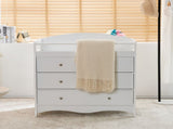 White 3-Tier Drawer Baby Cot with Safety Guard 90.5x58x92cm Wooden Baby Bed & Storage Combo 88025463