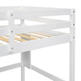 ZNTS Twin Size Loft Bed with desk and shelves, Safety Guardrail and ladder,White W504P181854