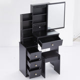 Small Size Left Bedside Cabinet Vanity Table Cushioned Stool, Extra Large Sliding Mirror, Multi W936P226030