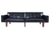 Modern PU Leather Futon Sofa with Tufted Backrest, Adjustable Reclining Couch with Wood & Metal 60542537