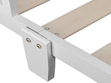 Wooden Baby Toddler Bed Children Bedroom Furniture with Safety Guardrails White 78395251