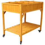 Elevated 8 Pocket Herb Garden Bed, Mobile Raised Customizable Wood Planter for Herbs, Vegetables, W465P189512