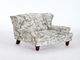 Modern Accent with Retro Wood Legs, Comfy Upholstered Armchair, Floral Design Single Sofa 11722418