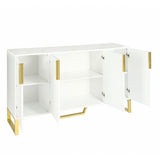 TREXM Modern sideboard with Four Doors, Metal handles & Legs and Adjustable Shelves Kitchen Cabinet WF295368AAK