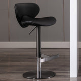 Black Titanium Stainless Steel Bar Stools Swivel Adjustable Height for Kitchen Counter and Dining W2195135503