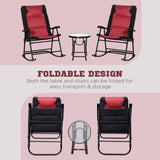 3 Piece Outdoor Patio Furniture Set with Glass Coffee Table & 2 Folding Padded Rocking Chairs, W2225142471