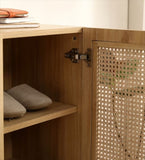 Natural Rattan Storage Cabinet Double-Door Shoe Cabinet with Large Storage Space and Durable W158183857