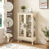 2 Doors Curio Cabinet with Tempered Glass Doors, Curio Cabinets with Mirrored Back Panel and W2275P178894