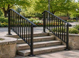 Matte black 4-step ABS plastic handrail for courtyard stairs 16762495