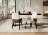 Indoor Dining Chair Set of 2, Beige & Brown Two-Tone Fabric Armchair with Sturdy Frame, Modern N779P370716L