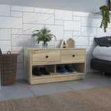 Hamilton Storage Bench, Two Open Shelves, Two Drawers -Light Oak B20091911