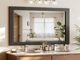 40"x30" Rectangular Bathroom Mirror with Wooden Frame Decorative Wall Mounted Mirror, Black 66346924