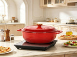 Cast iron 6QT cooking pot - Gradient red - Includes two silicone gloves - Enamel pot 23809115