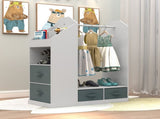 Kids Costume Organizer Costume RackKids ArmoireOpen Hanging Armoire Closet with Mirror-WHITE 47355127
