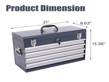Heavy Duty Metal Tool Box, 21-inch, Portable Metal Tool Box with 4 Drawers, Small Tool Chest with W2660P310458