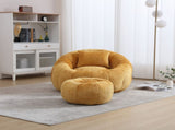 UNITED WE WIN Modern Bean Bag Chairs, Comfy Round Chair for Adults with Ottoman, Leisure Single Sofa W1568P361698