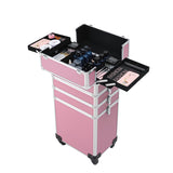 ZNTS 4-in-1 Draw-bar Style Interchangeable Aluminum Rolling Makeup Case Pink 73553881