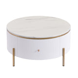 Modern Round Coffee Table with 2 large Drawers Storage Accent Table N735P211280K