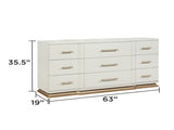 Lexington 9-Drawer Dresser in Beige with Textured Finish and Gold Hardware B009P450611
