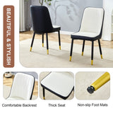 Modern Two-Tone PU Dining Chairs - White and spliced chairs With Gold Decorated Legs.White and W1151P217981