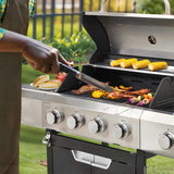 Propane Grill 4 Burner Barbecue Grill Stainless Steel Gas Grill with Side Burner for Outdoor BBQ, 92867109